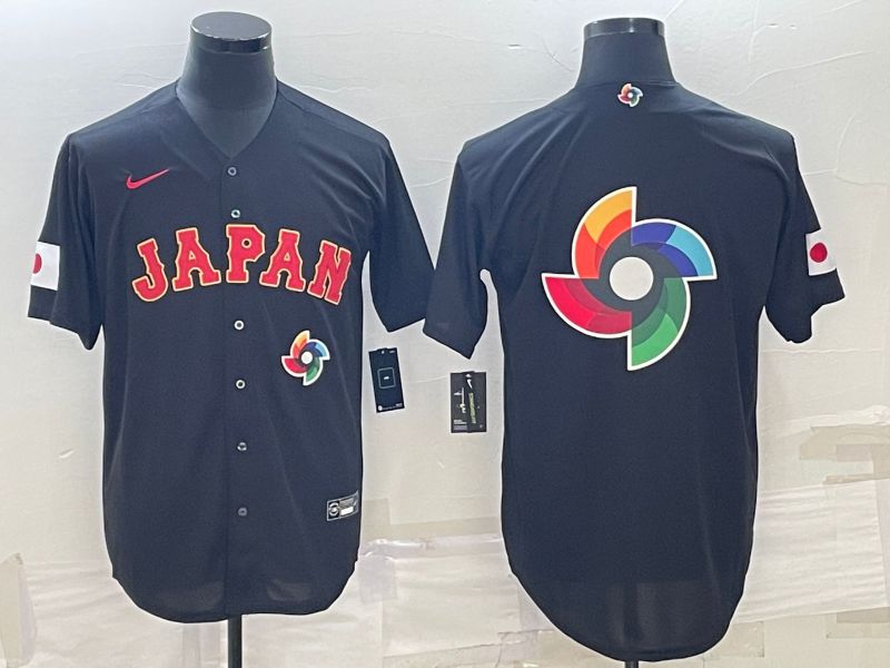 Men 2023 World Cub Japan Blank Black Nike MLB Jersey5
